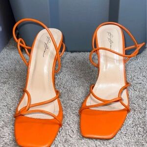 BCBG Paris Bold Orange Strappy Heels